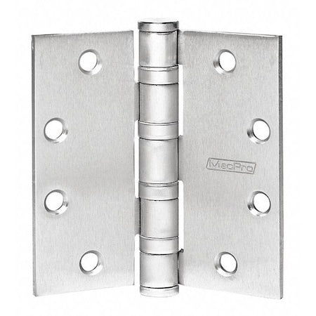 Door and Butt Hinge, Steel, Full Mortise Mounting, 1 13/16 in Leaf W x 5 in Leaf H, Satin Chromium