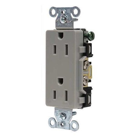 Straight Blade Receptacle, 5-15R, 15 A, 125V AC, 2 Pole, 3 Wire, Flush Mount, Grounded
