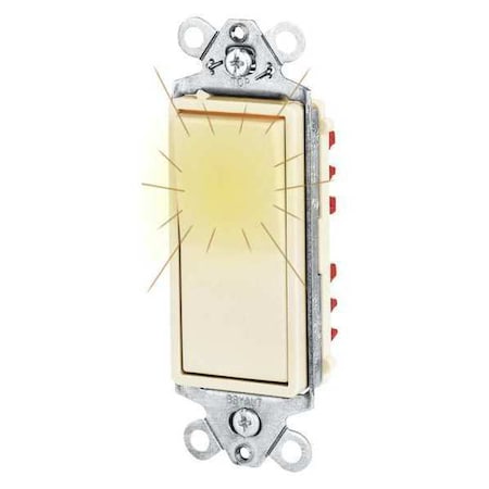 Wall Switch, 2 hp, Rocker, 20 A, Ivory