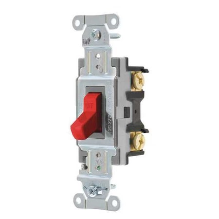 Wall Switch, 20A, Red, Toggle, 120/277VAC