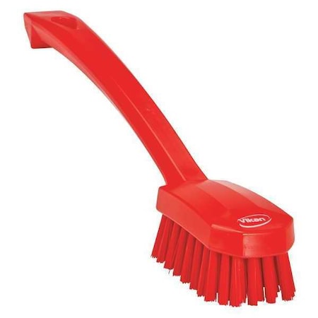 1 37/64 in W Scrub Brush, Medium, 7 45/64 in L Handle, 3 in L Brush, Red, Plastic