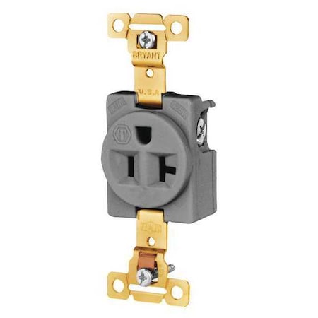 Straight Blade Receptacle, 5-20R, 20 A, 125V AC, 2 Pole, 3 Wire, Flush Mount, Grounded