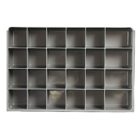 Compartment Drawer Insert with 24 compartments, Polypropylene, 3"" H x 18 in W