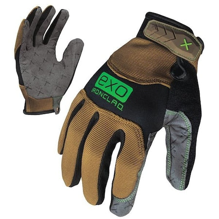 EXO Mechanics Gloves, Synthetic Leather Palm, Polyester Back, XL, Green/Tan