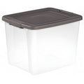 Stackable Storage Tote W/ Lid, 12.5 gal, 19-7/8 in L x 15-1/2 in W x 14-3/4 in H, Clear, Gray