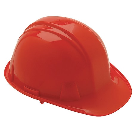 Front Brim Hard Hat, SL Series, Polyethylene, Type 1, Class E, Ratchet (4-Point), Side Slots, Red