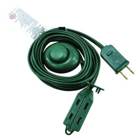 SPT-2 Indoor Extension Cord, 18 AWG 3 Outlets, 1-15R, Green, PVC, 1-15P, 12ft