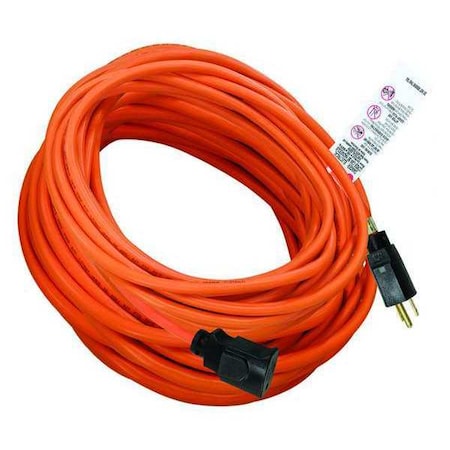 SJTW Locking Extension Cord, 16 AWG 1 Outlet, 5-15R, Orange, 5-15P, 100ft