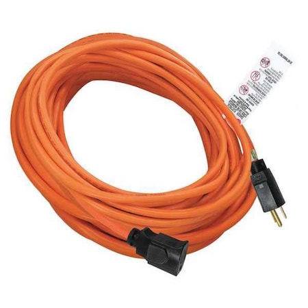 SJTW Locking Extension Cord, 16 AWG 1 Outlet, 5-15R, Orange, PVC, 5-15P, 50ft