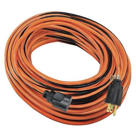SJTW Locking Outdoor Extension Cord, 14 AWG 1 Outlet, PVC, 5-15R, Orange/BLK
