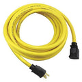 SJTW Locking Extension Cord, 10 AWG 1 Outlet, 5-15R, Yellow, PVC, 5-15P, 25ft