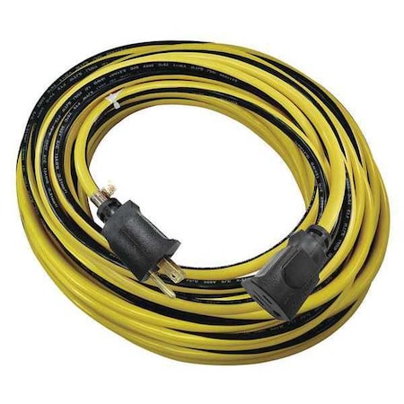 SJTW Locking Outdoor Extension Cord, 12 AWG 1 Outlet, 5-15R, Yellow/BLK, PVC