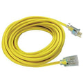 SJTW Outdoor Extension Cord, 14 AWG 1 Outlet, 5-15R, Yellow, PVC, 5-15P, 50ft