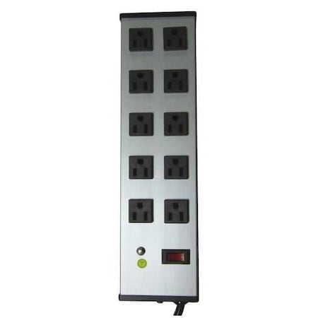 Outlet Strip, 10 5-15R, 5-15P, 6', Gray