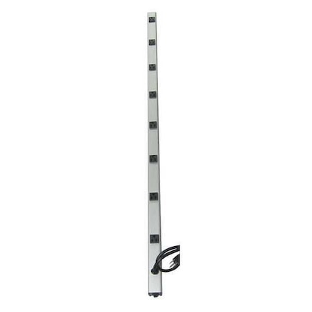 Outlet Strip, 8 5-15R, 5-15P, 15 ft., Gray