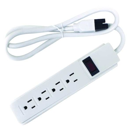 Outlet Strip, 4 5-15R, 5-15P, 3 ft., White