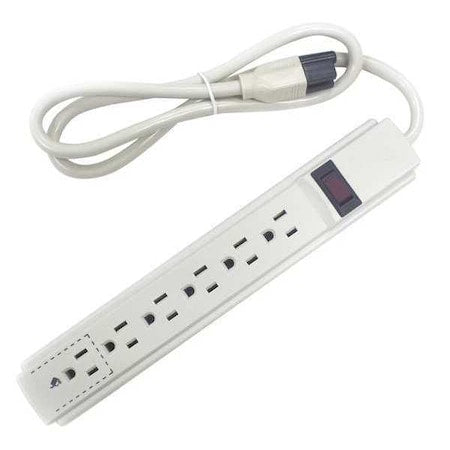 Outlet Strip, 6 5-15R, 5-15P, 3 ft., White