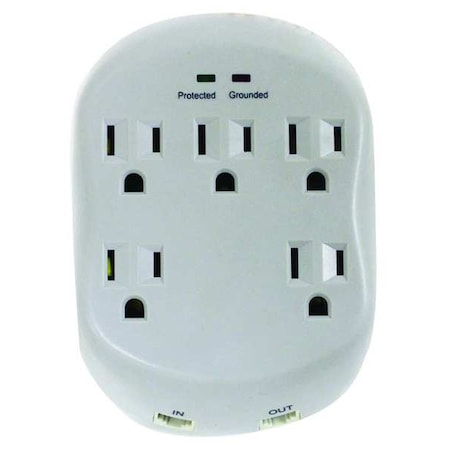 Plug Adapter, Surge, 5-15R, 5-15P, Light Gray (Formerly PowerFirst)