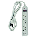 Outlet Strip, Surge, 6 5-15R, 5-15P, 6 ft, Black