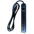 Outlet Strip, Surge, 6 5-15R, 5-15P, 6 ft., Black