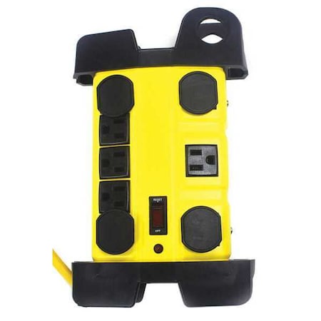 Outlet Strip, Surge, 8 5-15R, 5-15P, 25 ft., Yellow
