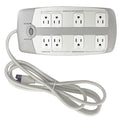 Outlet Strip, Surge, 8 5-15R, 5-15P, 6 ft., Gray