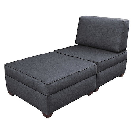 Duobed Storage Chaise 30""x60"", Blue Performance Fabric