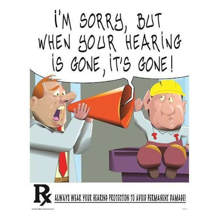 Safety Poster, Hearing Protection, Paper, 27 in W, 21 in H