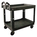 Utility Cart with Deep Lipped Plastic Shelves, Polypropylene, 500 lb Load Capacity, 2 Shelves