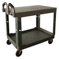 Utility Cart with Deep Lipped & Flush Plastic Shelves, Polypropylene, 500 lb Load Capacity