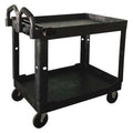 Utility Cart with Deep Lipped Plastic Shelves, Polypropylene, 500 lb Load Capacity, 2 Shelves