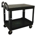 Utility Cart with Deep Lipped & Flush Plastic Shelves, Polypropylene, 500 lb Load Capacity