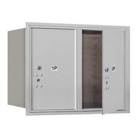 Mailbox, Aluminum, Powder Coated, 2 Doors, Recessed, 4C