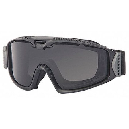 Safety Goggles, Anti-Fog, Adjustable Ventilation System, Clear and Smoke Lens, Black, Influx Series