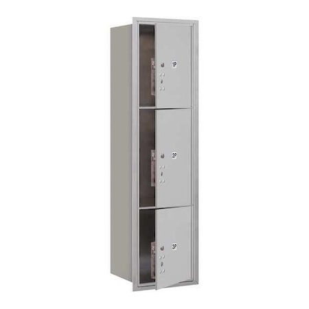 Mailbox, Aluminum, Powder Coated, 3 Doors, Recessed, 4C