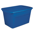 Stackable Storage Tote W/ Lid, 30 gal, 30-1/2 in L x 20-1/4 in W x 17-1/8 in H, Blue, Polypropylene