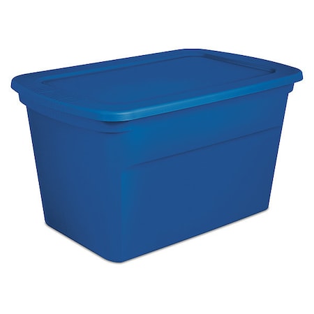 Stackable Storage Tote W/ Lid, 30 gal, 30-1/2 in L x 20-1/4 in W x 17-1/8 in H, Blue, Polypropylene