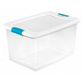 Stackable Storage Tote W/ Lid, 16 gal, 23-3/4 in L x 16 in W x 13-1/2 in H, Clear, White