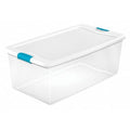 Stackable Storage Tote W/ Lid, 26.5 gal, 33-7/8 in L x 18-3/4 in W x 13 in H, Clear, White