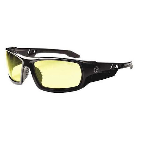 ODIN, Safety Glasses, Uncoated, Yellow Lens, Black Frame, Full-Frame