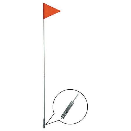 Bike Flag W/ 1/4 in x 6 ft Pole and Mounting Bracket, Fiberglass, Orange