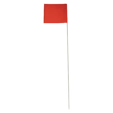 Tractor Flag, Vinyl, Square Flag Shape, Includes 5/16 in x 6 ft Fiberglass Pole, Orange