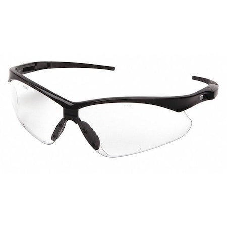 Agitator Reader Safety Glasses, Black Wraparound Frame, 1.5 Diopter, Clear Lens, Universal