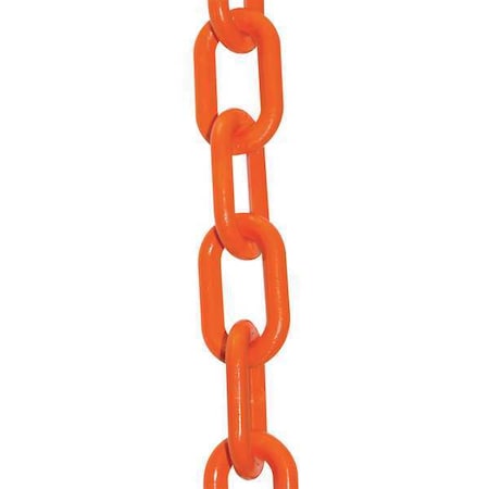 Plastic Chain, Safety Orange, 100 ft Length, Gloss