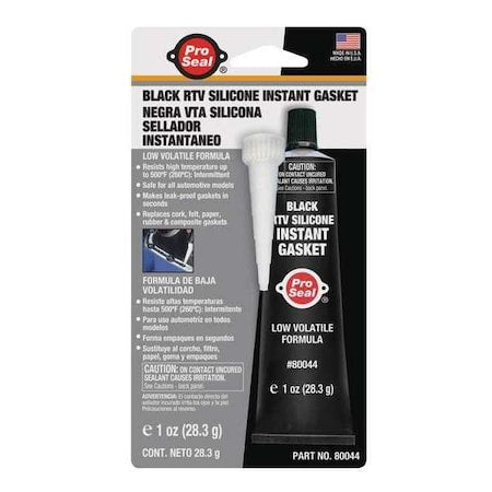 Gasket Maker RTV Gasket Maker, 1 oz, Black, Temp Range -75 to 500 Degrees F