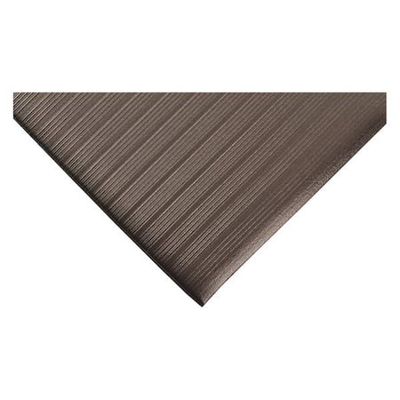 Antifatigue Mat, 12 ft. L x 3 ft. W, 3/8" Thickness, Closed Cell PVC Foam, Ribbed, Black