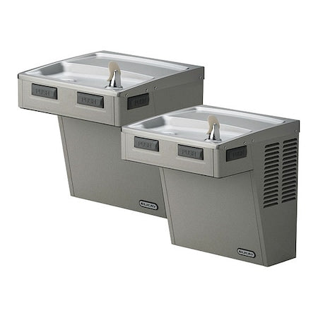 On-Wall Two-Level Drinking Fountain, 2 Level, 18 5/8 in D, 27 in H, 36 1/4 in W