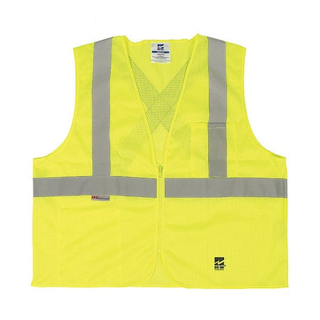 Safety Vest, Mesh, Zipper, Green, S/M, PK25