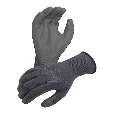 Coated Work Gloves, Polyurethane, Smooth, Palm, Grey/Grey, XS 1 PR