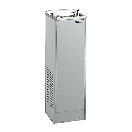 Freestanding Drinking Fountain, 38 in H x 12 in D, 3 gph at 50 Degrees, Top Push Button, Gray